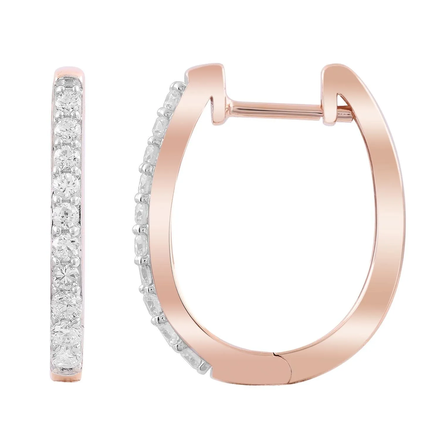 0.33ct Diamond Huggie Earrings In 9Ct Rose Gold