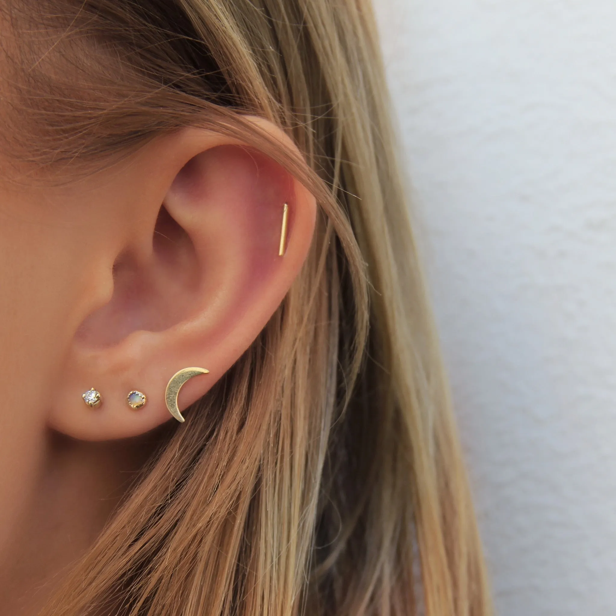 14K MOON STUDS
