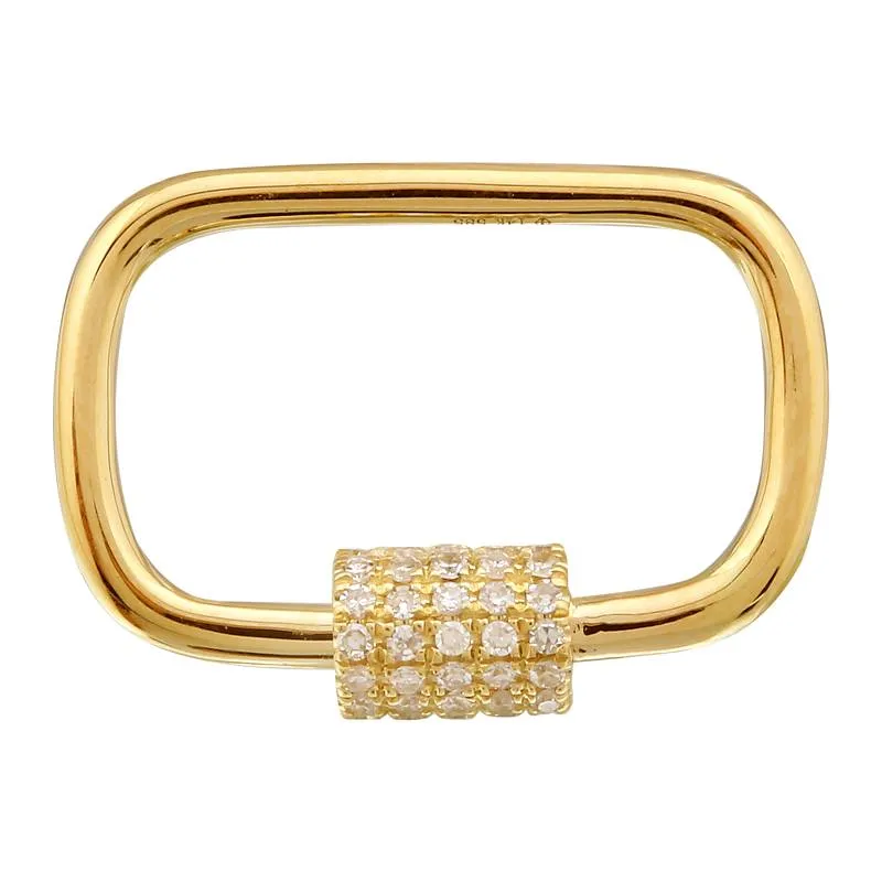 14k White Gold Diamond Carabiner Charm