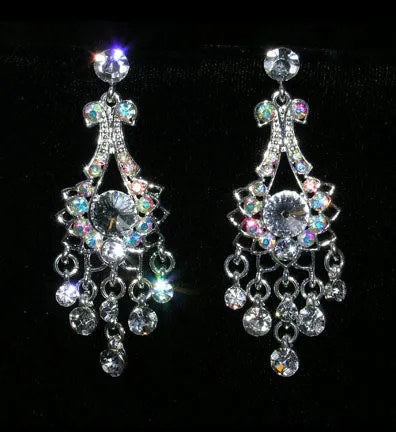 #15402 - Dainty Bow Crystal and AB Chandalier Earrings