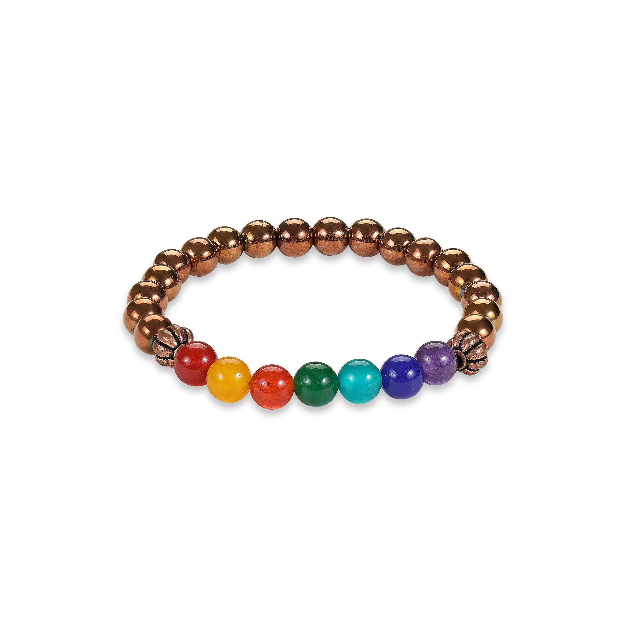 7 Chakra Copper Hematite Elastic Bracelet