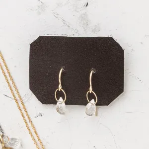 April Petite Briolette Drop Earrings: White Topaz
