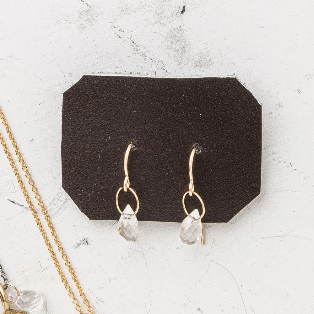 April Petite Briolette Drop Earrings: White Topaz