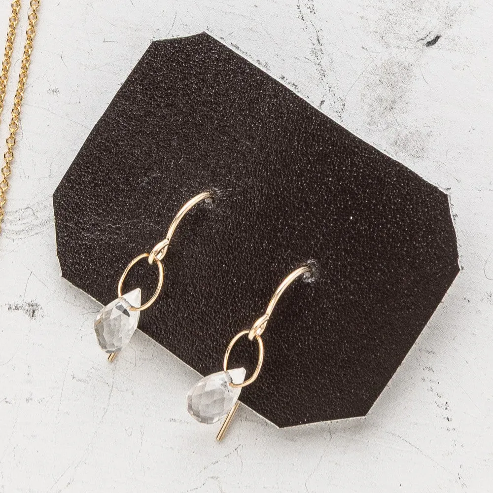 April Petite Briolette Drop Earrings: White Topaz