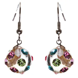 Crystal Studs Earrings Linear Drop Lucite Ball Multi