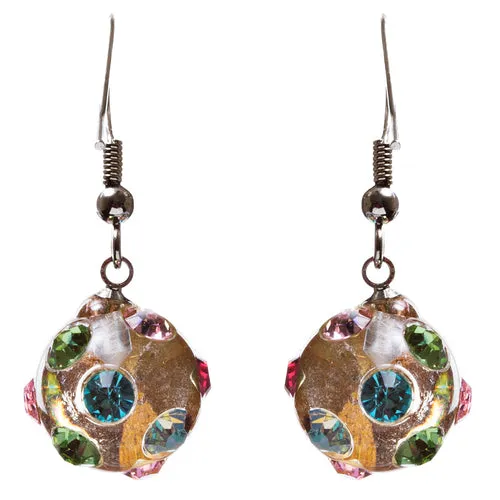 Crystal Studs Earrings Linear Drop Lucite Ball Multi