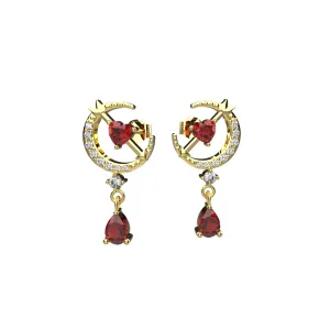 Dangling Ear Studs Garnet gems