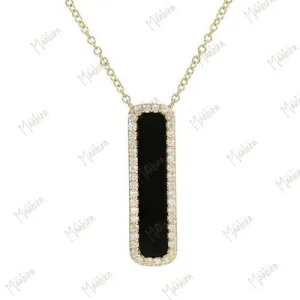 Diamond Black Onyx Vertical Bar Necklace