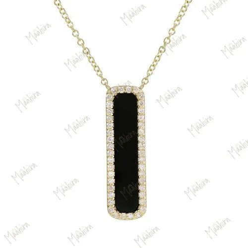 Diamond Black Onyx Vertical Bar Necklace