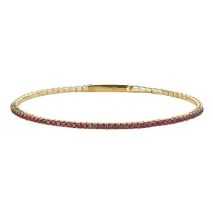 gold vermeil finish sterling silver single row flexible bracelet with 1.75mm simulated garnet birthstones