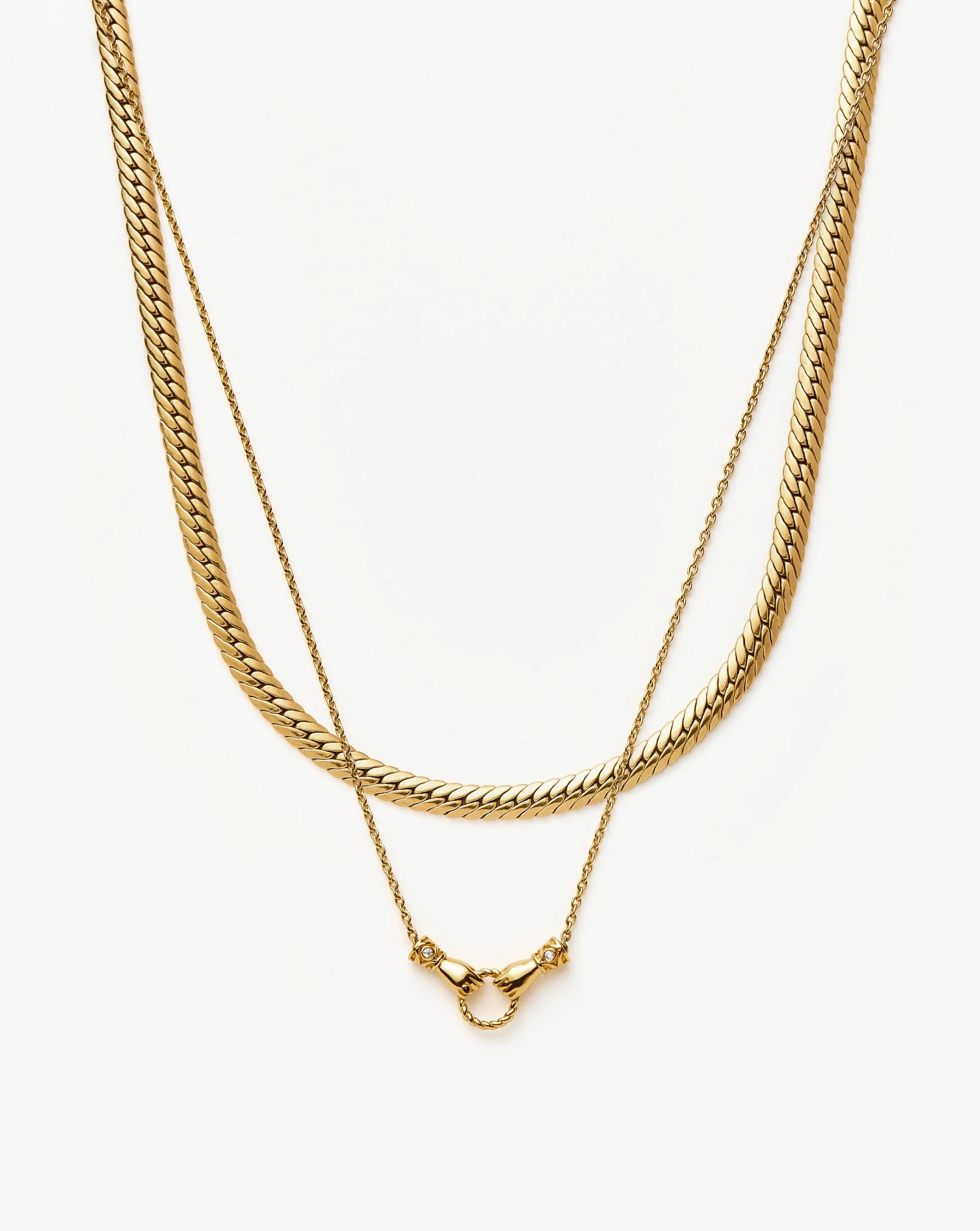 Harris Reed In Good Hands Mini Pendant Slider Necklace in Gold