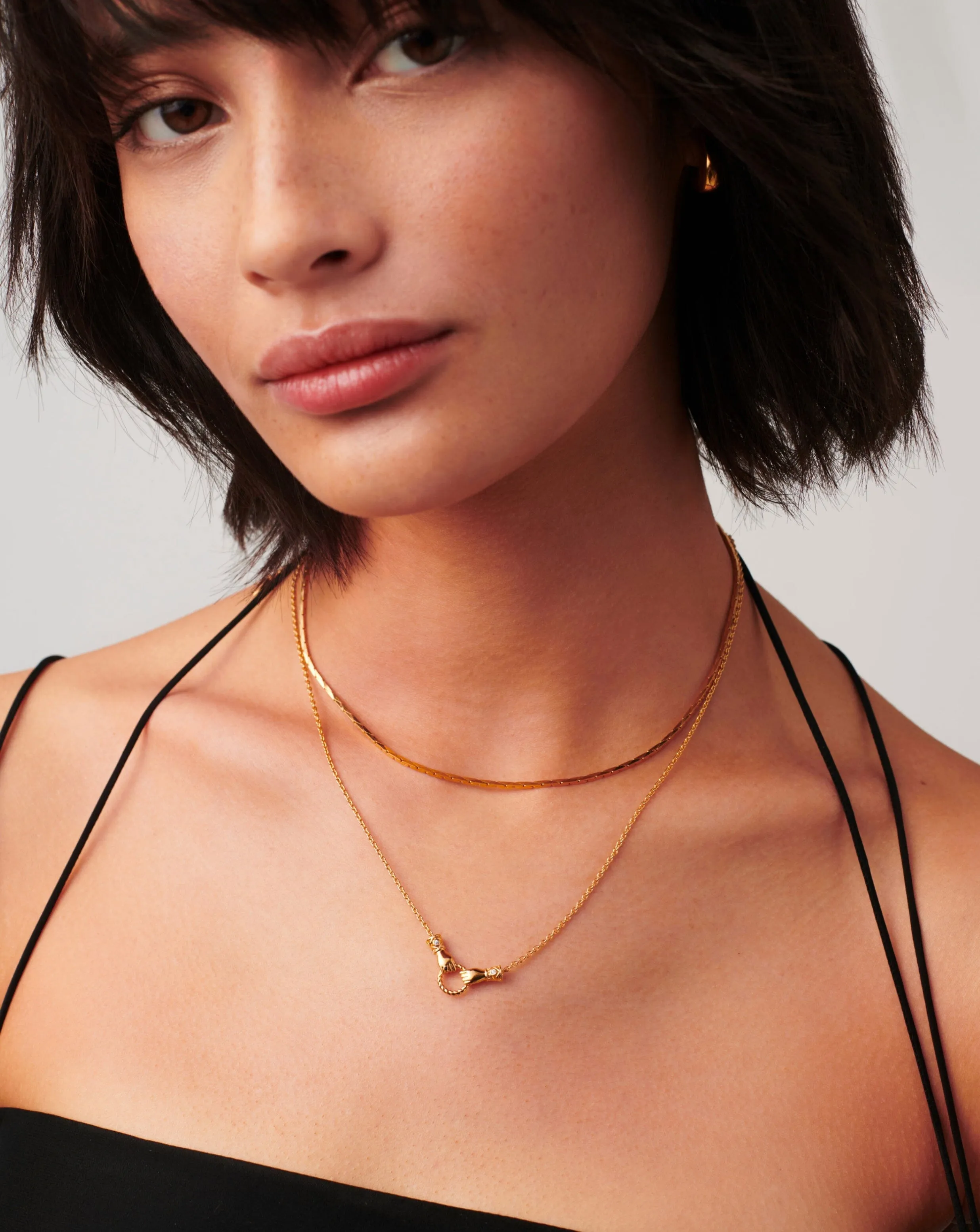 Harris Reed In Good Hands Mini Pendant Slider Necklace in Gold