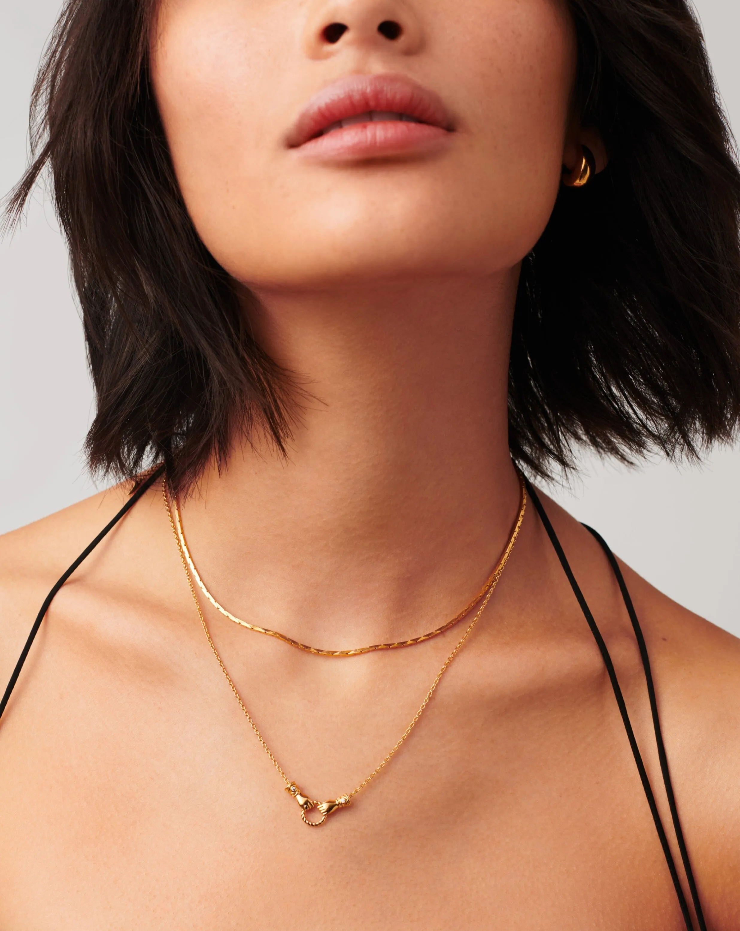 Harris Reed In Good Hands Mini Pendant Slider Necklace in Gold