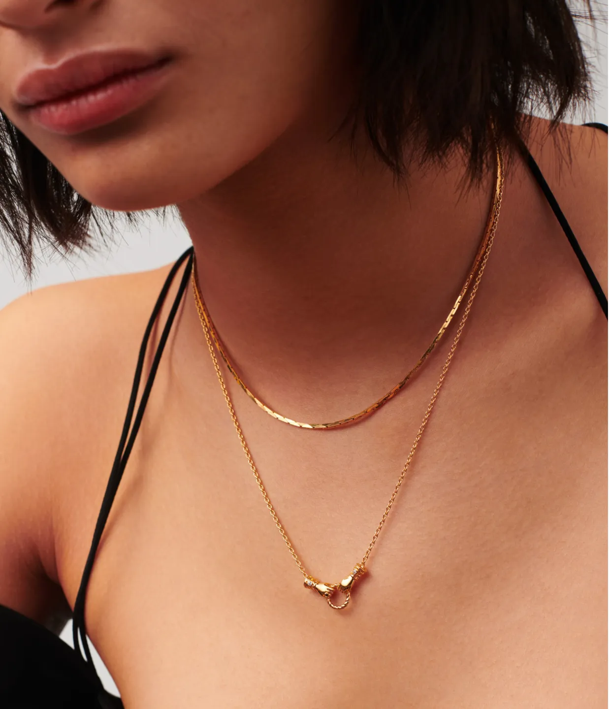 Harris Reed In Good Hands Mini Pendant Slider Necklace in Gold
