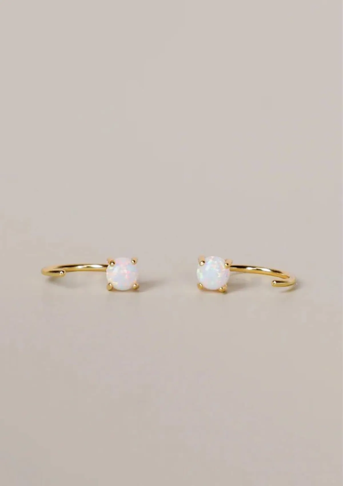 Huggies Earrings - White Opal