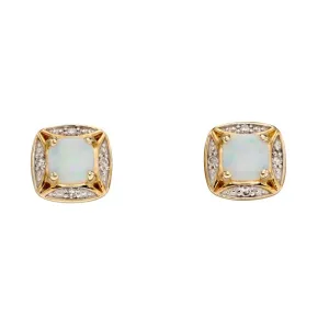 Milena 9ct Yellow Gold Opal & Diamond Earrings