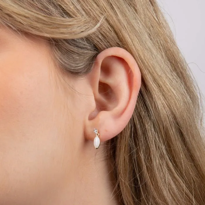 Milena Opal Drop Earrings with Diamond in 9ct Gold