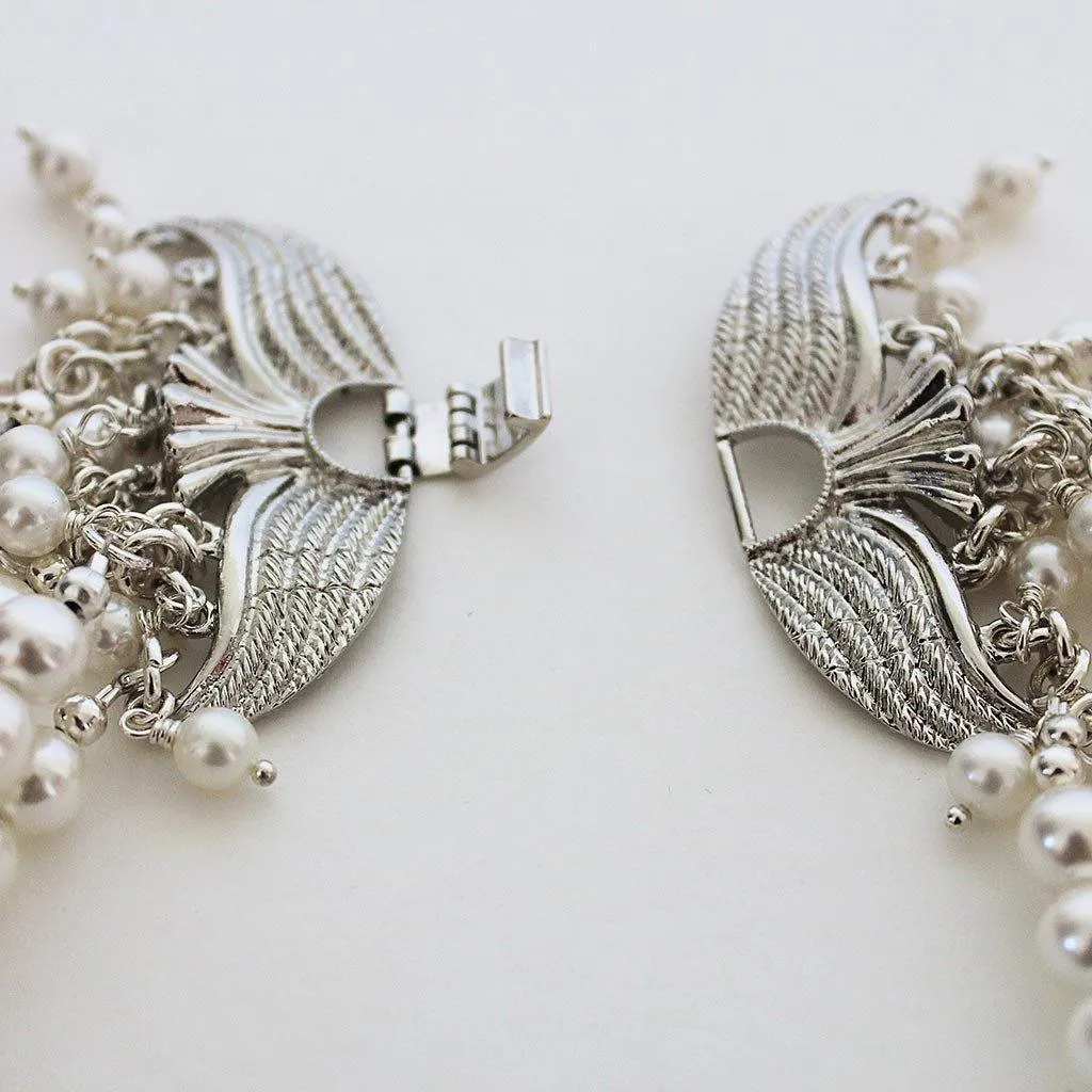 Pearl Crystal Multi Strand Bridal Statement Necklace