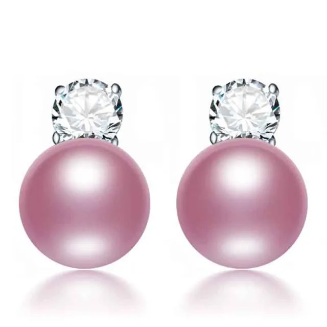 Punk Black freshwater Pearl Stud Earrings