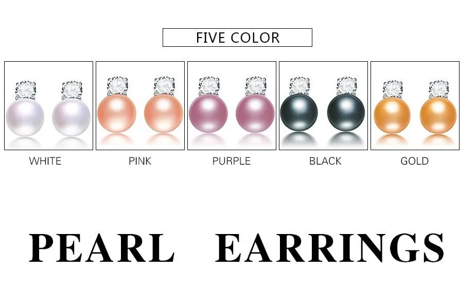 Punk Black freshwater Pearl Stud Earrings