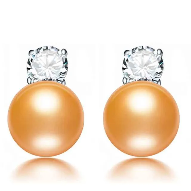 Punk Black freshwater Pearl Stud Earrings