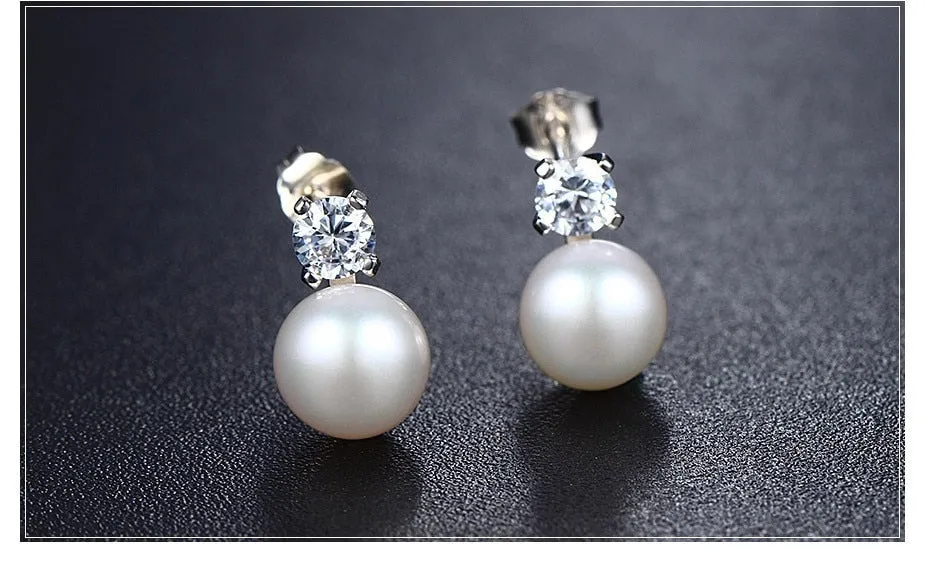 Punk Black freshwater Pearl Stud Earrings