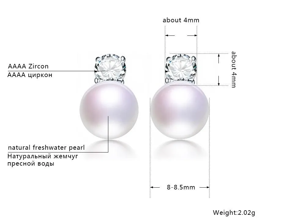 Punk Black freshwater Pearl Stud Earrings