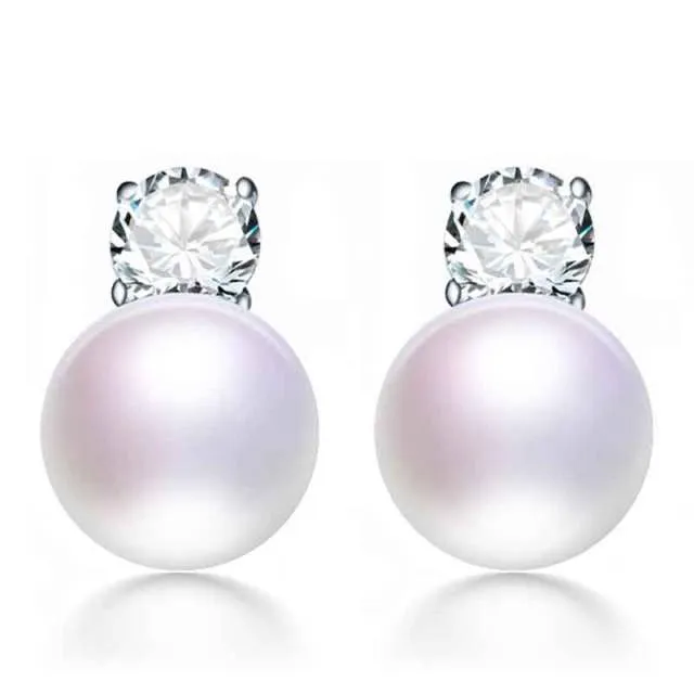 Punk Black freshwater Pearl Stud Earrings