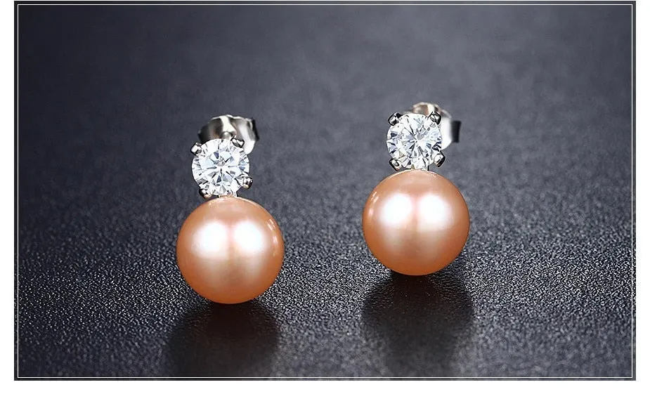 Punk Black freshwater Pearl Stud Earrings
