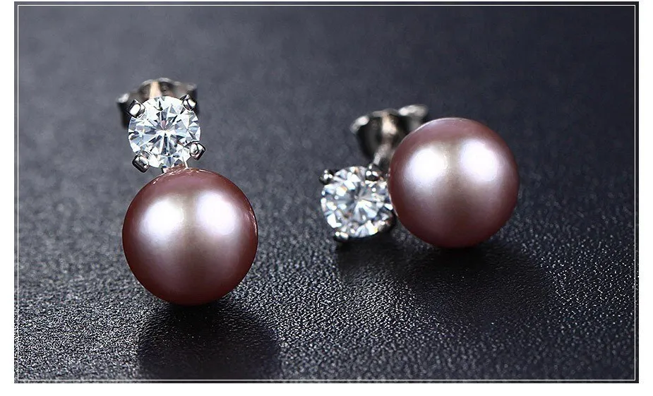 Punk Black freshwater Pearl Stud Earrings