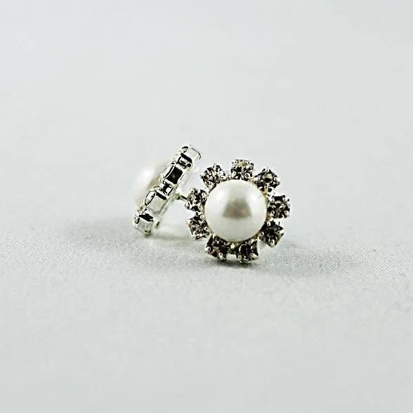 Rhinestone Pearl Post Earrings