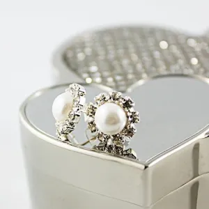 Rhinestone Pearl Post Earrings