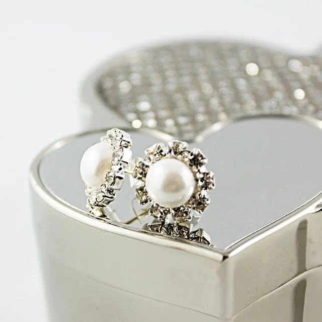 Rhinestone Pearl Post Earrings