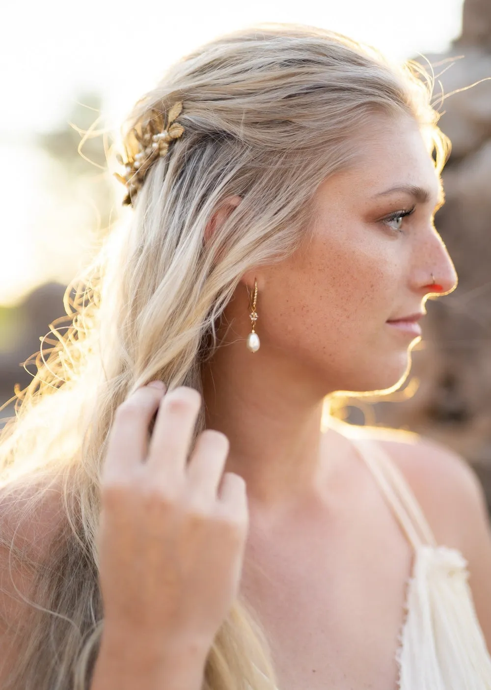 STEPHANIE Teardrop Pearl Bridal Earrings