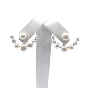 Sterling Silver Pearl Stud Earrings with Pearl Jacket