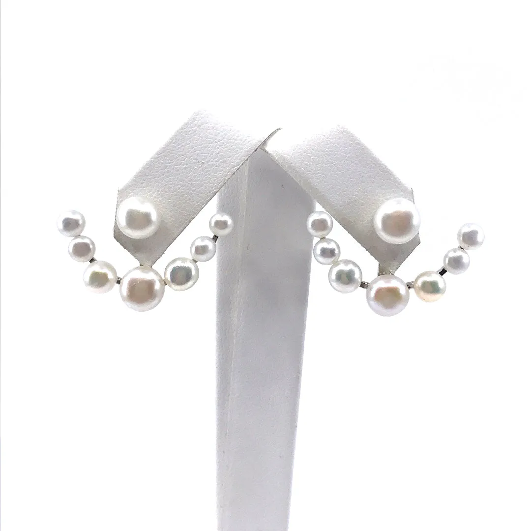 Sterling Silver Pearl Stud Earrings with Pearl Jacket