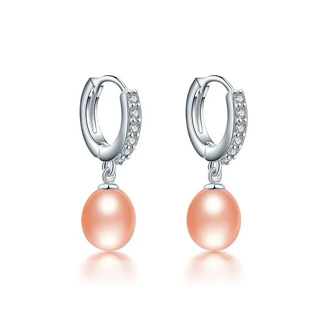 Super deal natural pearl earrings 925 Sterling Silver