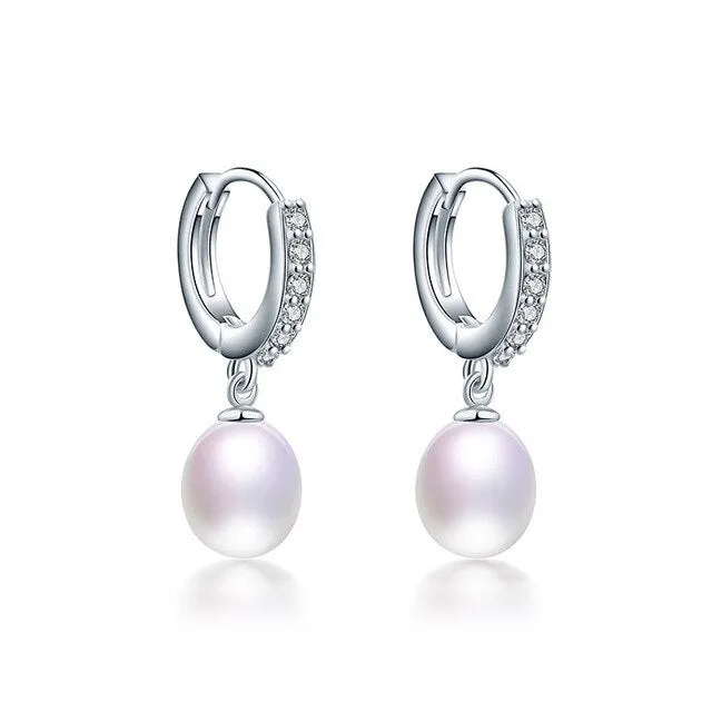 Super deal natural pearl earrings 925 Sterling Silver
