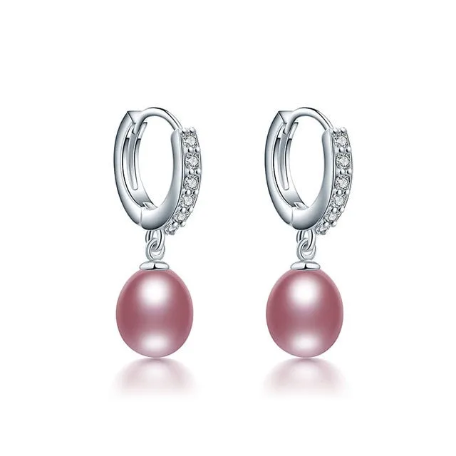 Super deal natural pearl earrings 925 Sterling Silver