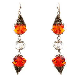 Trendy Fashion Crystal Rhinestone Stylish Pointed Tear Drop Earrings E829 Red