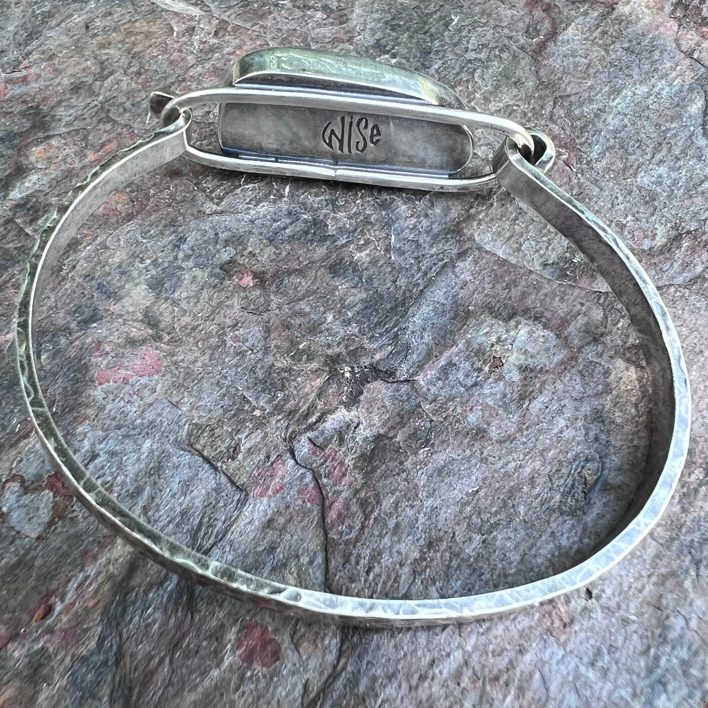 Turquoise Sterling Silver Bracelet - Handmade One-of-a-kind Tension Cuff Bracelet