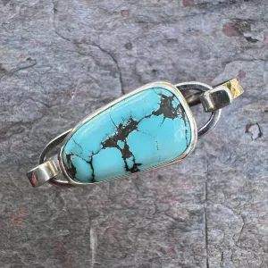 Turquoise Sterling Silver Bracelet - Handmade One-of-a-kind Tension Cuff Bracelet